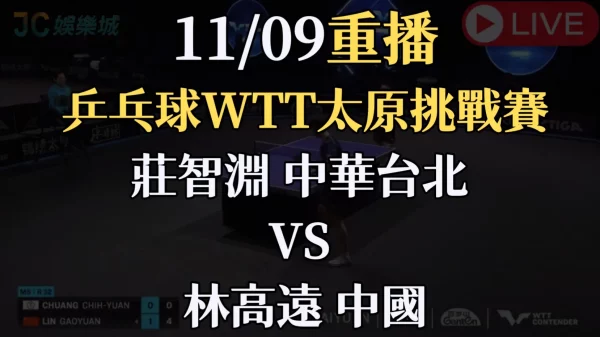 WTT太原挑戰賽重播-WTT賽程【莊智淵 VS 林高遠】